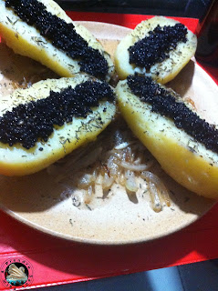 Papillotes de pommes de terre à la crème et au caviar