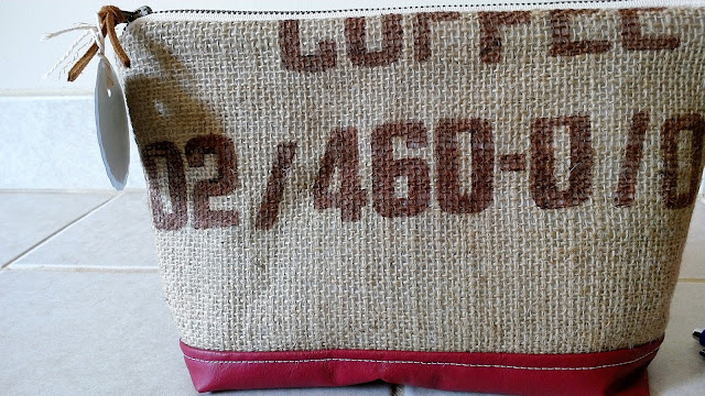 Burlap Coffee Zipper Bag by Lina and Vi Plymouth Michigan - www.linaandvi.etsy.com