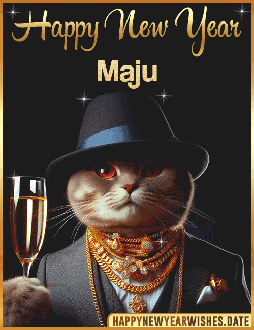 Happy New Year Cat Funny Gif Maju