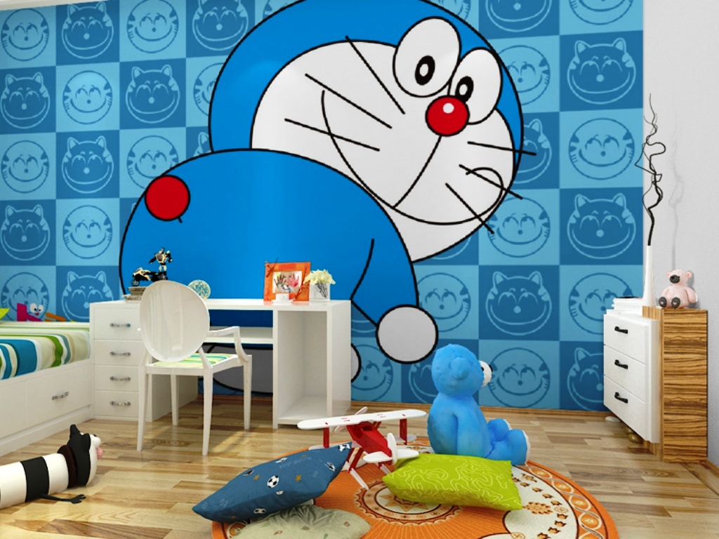 10 Gambar Wallpaper Dinding Kamar  Tidur Anak Motif Doraemon