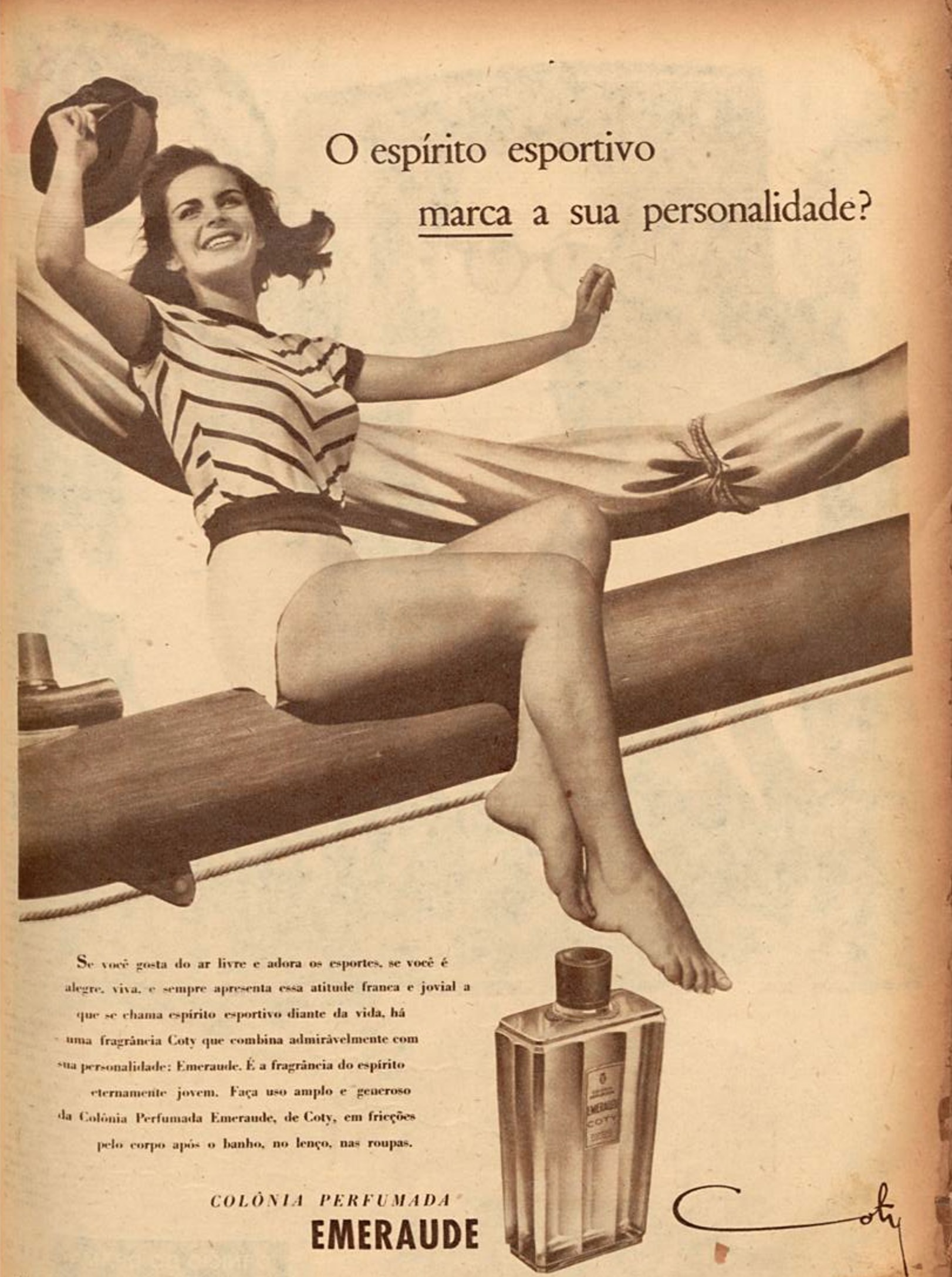 Campanha da Perfumaria Emeraude apresentando sua colônia no ano de 1951