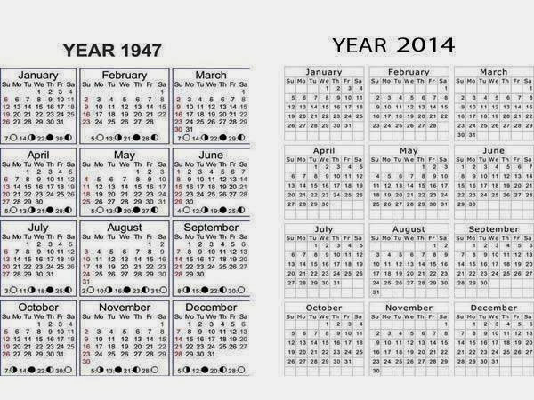 New Year 2014 & New Year 1947 Calendars