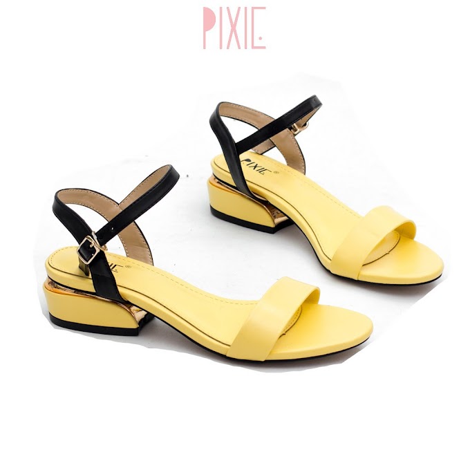 Giày Sandal 3cm Quai Mảnh Đế Vuông Viền Kim Loại Pixie X429