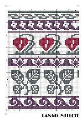 Violet floral cross stitch ornament sampler needle art - Tango Stitch