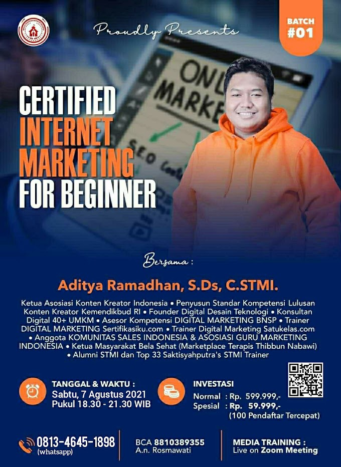 Gelar Non Akademik Certified Internet Marketing For Beginner