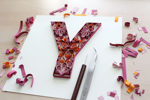 quilling letter y mandala pattern tutorial - excess cuts