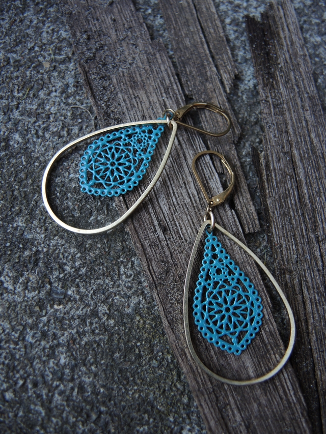 DIY oorbellen/earrings 'blauwe kant'