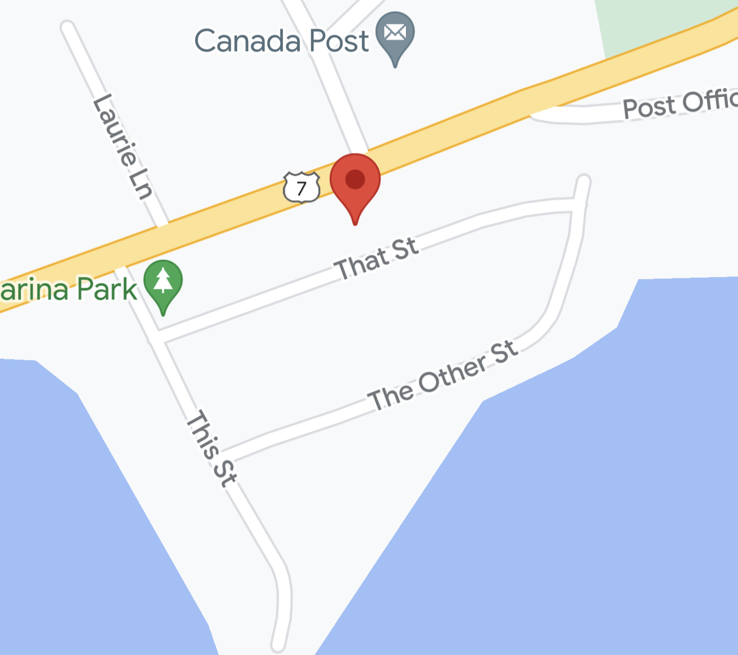 Google Maps: This St, That St, and The Other Street in Porters Lake (Nova Scotia, Canada)