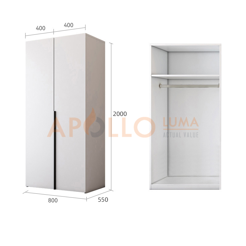 Tủ quần áo hiện đại 2 cánh Apollo Tamo 2A