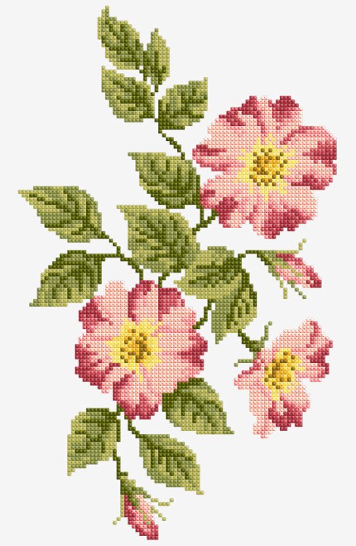 Pink Flowers - Free Cross Stitch Pattern