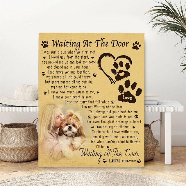 Waiting At The Door Dog Memorial Custom Poster Canvas Personalized Dog Remembrance Gifts