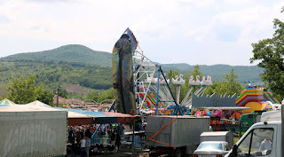 A pirate ship swinging