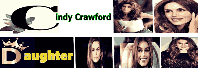 A composition of images showcasing the cindy crawford and her daughter