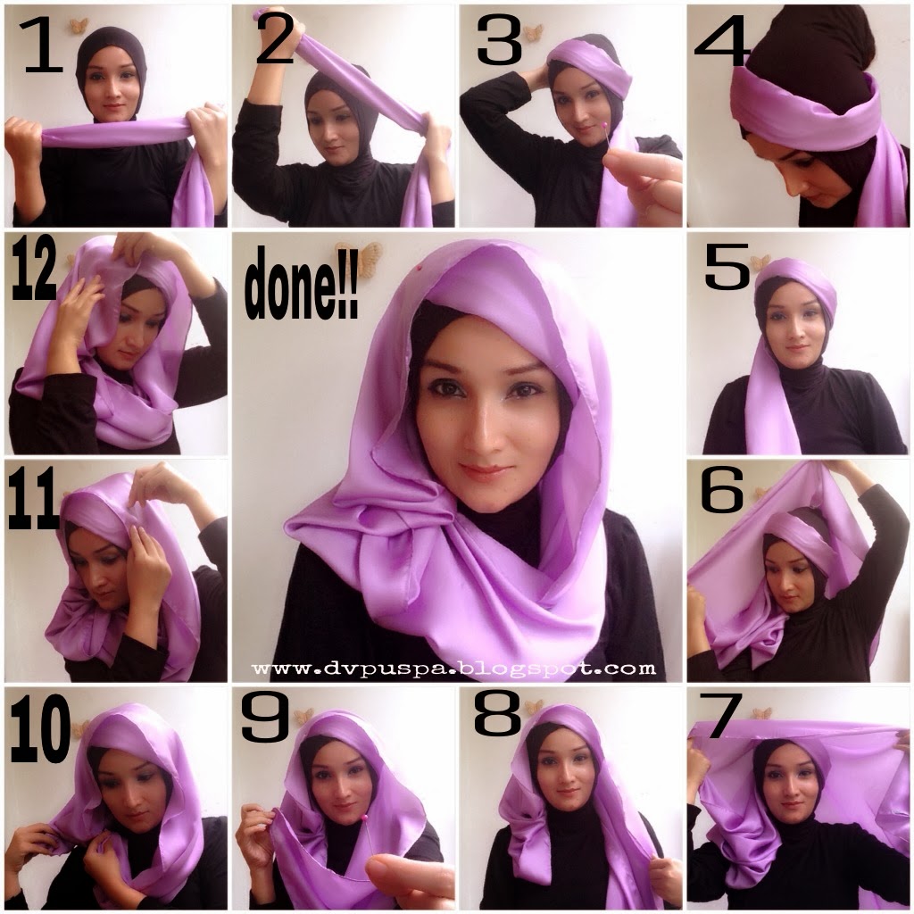 23 Gambar Menarik Tutorial Hijab Indonesia Pesta Bahan Satin Bisa