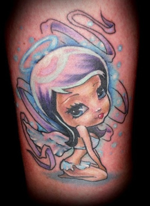 praying angel tattoos. praying angel tattoo. Cute angel girl with halo and