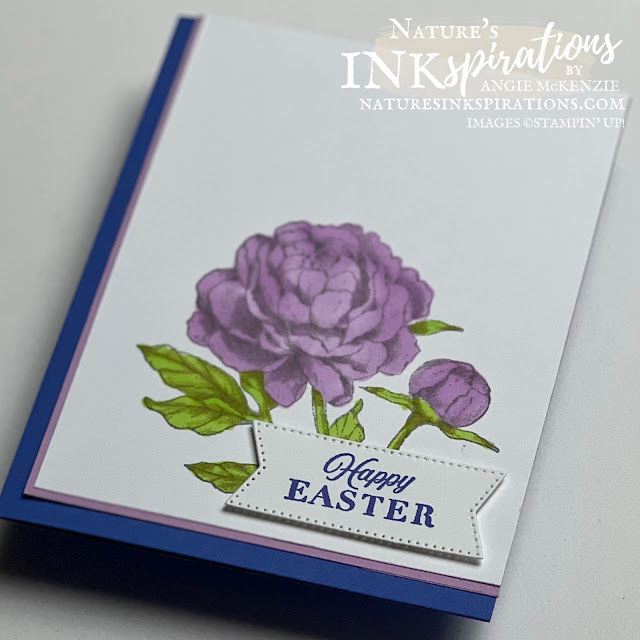 Prized Peony Easter card with In Colors (close-up) | Nature's INKspirations by Angie McKenzie