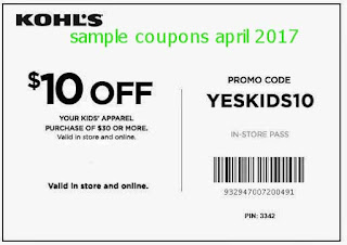 free Kohls coupons for april 2017