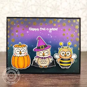 Sunny Studio Stamps: Happy Owl-o-ween Owl Trio Halloween Card by Amy Yang