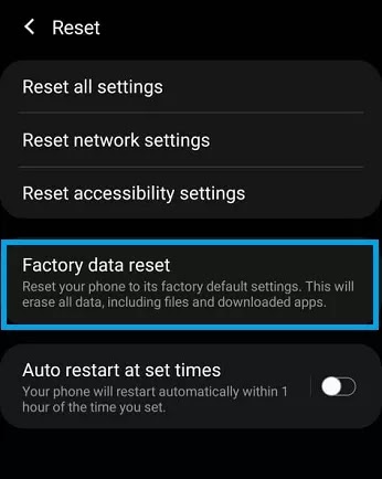 Factory data reset