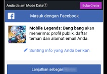 Cara membuat akun baru mobile legend menggunakan Facebook