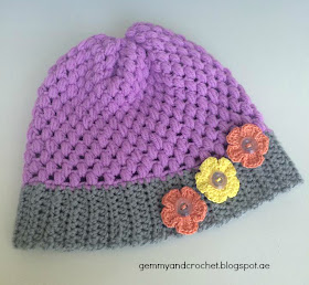 5 petals flower crochet, flower embellishment, flower crochet, crocheting flowers for embellishement, Crochet beanies, puff stitche crochet