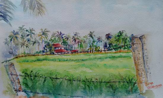 Lush greens of Malnad, painting by Lasya Upadhyaya ( part of her portfolio on www.indiaart.com )