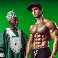 Nigerian old man checking out muscles 😂