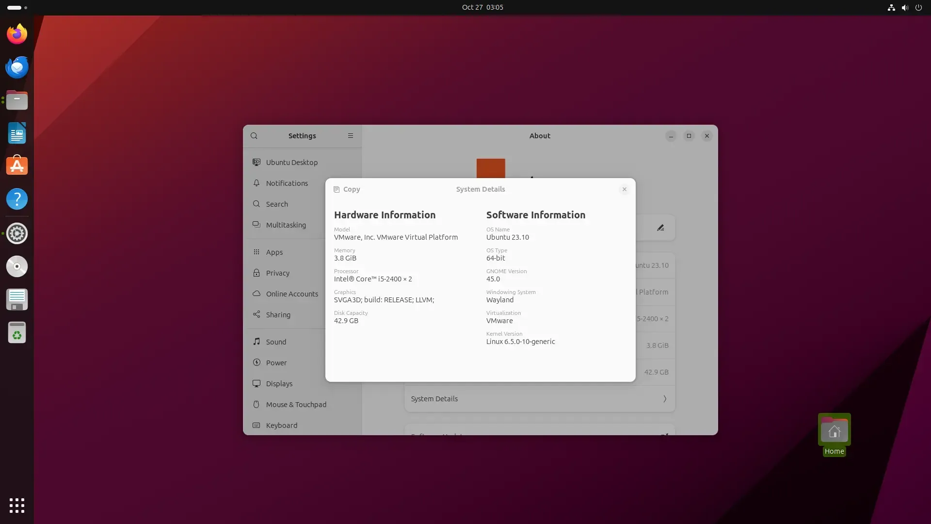 بيئة GNOME 45 في نظام التشغيل Ubuntu 23.10