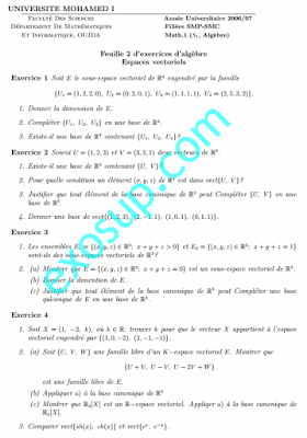 Exercices algebre 1 Espaces vectoriels SMPC