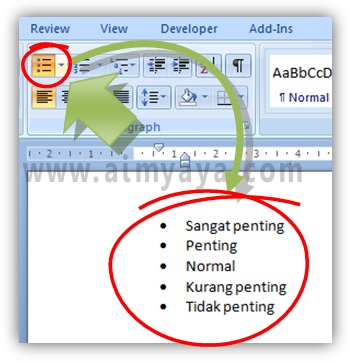  Gambar: Mengetik bullet di microsoft word