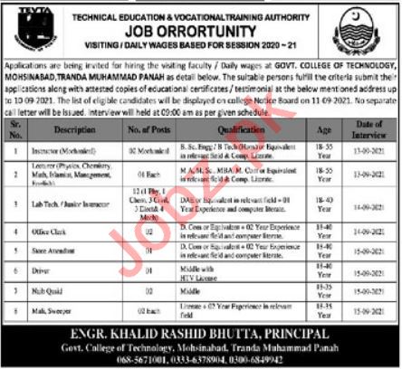Technical education & vocational training authority jobs sindh govt jobs - govt jobs today