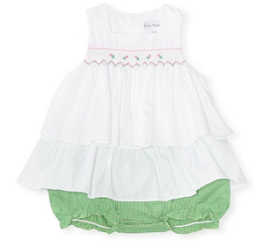 MyHabit: Up to 60% off Bebe Mignon for Baby - Top and Bottom Check Sundress. Precious double layer ruffle dress with attached gingham elasticized bloomers with snap closure