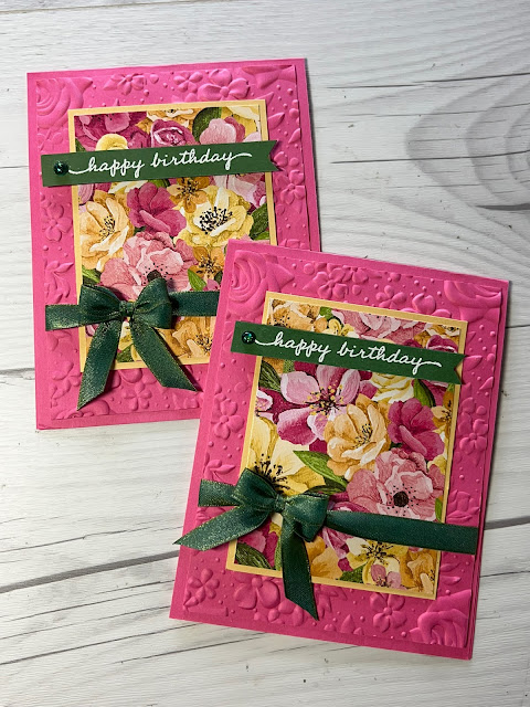 Floral Birthday cards using Stampin' Up! Stamp Set and Hues of Happiness Designer Series Paper