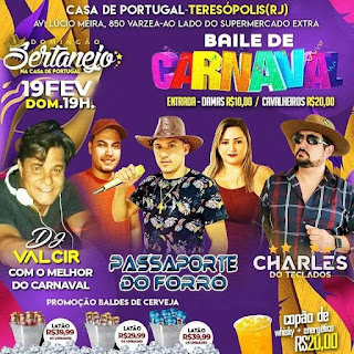 Dia 19-02 Baile de Carnaval em Teresópolis no Domingão Sertanejo