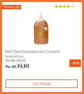  NATURA PROMOÇÃO 70% DE DESCONTO OLEO SEVE NATURA