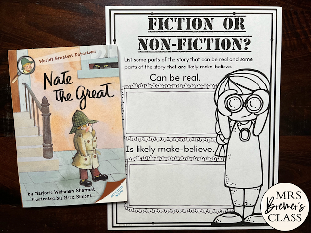 Nate the Great book study unit with Common Core aligned literacy companion activities for First Grade and Second Grade