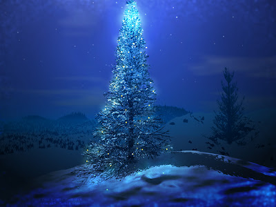 Holiday Wallpaper 1024 768 - Beautiful Shining Blue Christmas Tree