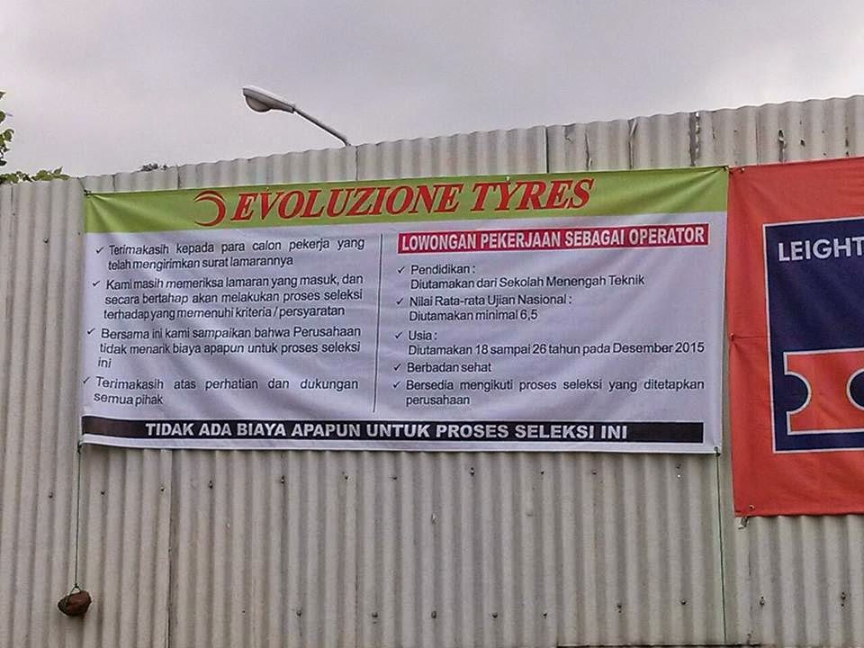 Lowongan Kerja Terbaru PT. Evoluzione Tyre (Evoty) <img src="Image URL" title="PT. Evoluzione Tyre" alt="Evoty"/>