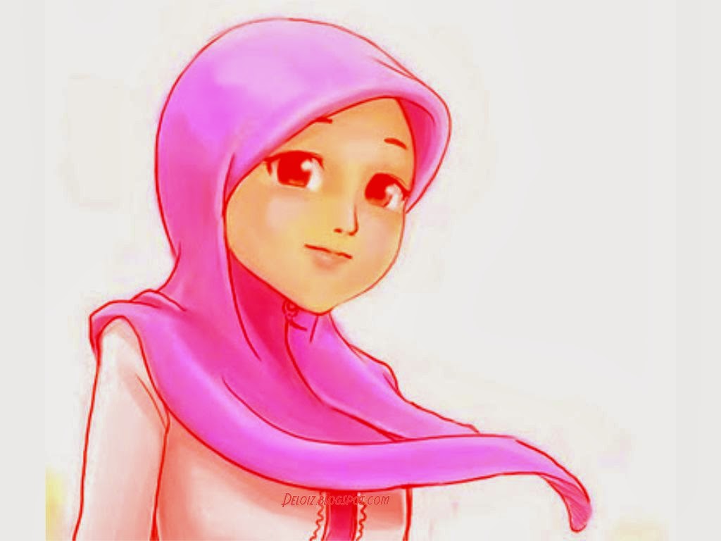 Wanita Kartun Muslimah Bercadar Cantik