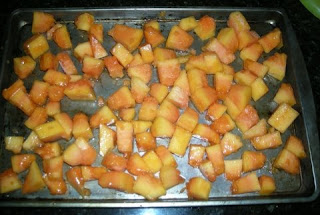 freezing papaya chunks