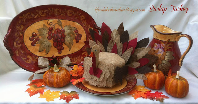 alt="Burlap Turkey Tutorial using fabric stiffener"