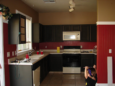 She first painted the cabinets