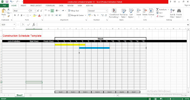 Construction schedule template excel free download