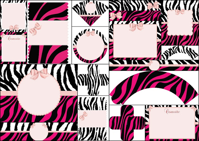 Zebra Fucsia and Pink Free Printable Kit for Weddings.