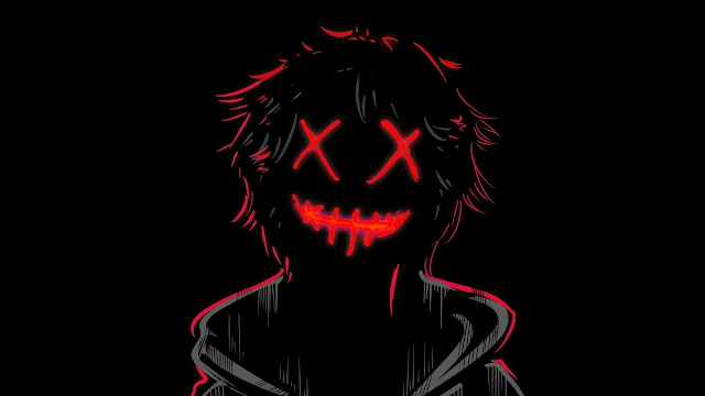 Red Neon Mask Boy Dark