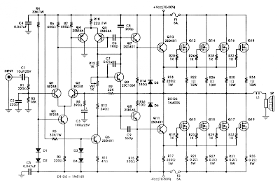 Skema Rangkaian 400W MOSFET Amplifier