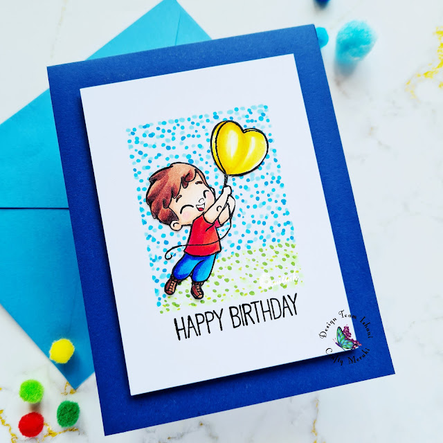 Quick background card, card with Pointillism, Pointillism art, Birthday card for boys, quillish, card with circles, Ishani