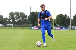 Chelsea New signing Timo Werner trains with the team for the first time