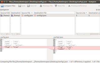 Comparing two files using Kompare on Ubuntu