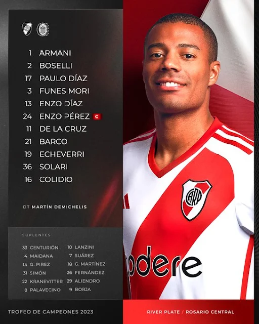 De la cruz de titular: River plate divulga escalação para decisão contra rosário central